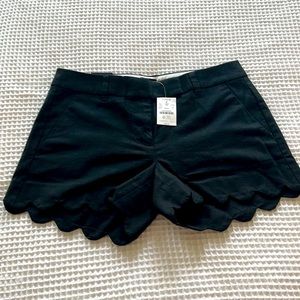 J Crew Factory scalloped short. Black. Size 2. NWT.